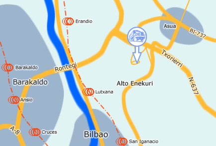 Plano de ubicacin de Transportes Amezaga en Erandio (Camino Arriaga Sakoni, 14)